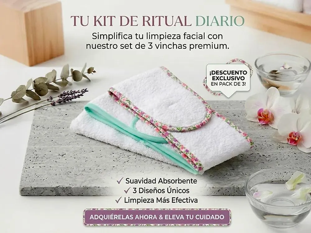 "Pack Tesoro x3: Vinchas Faciales de Toalla"